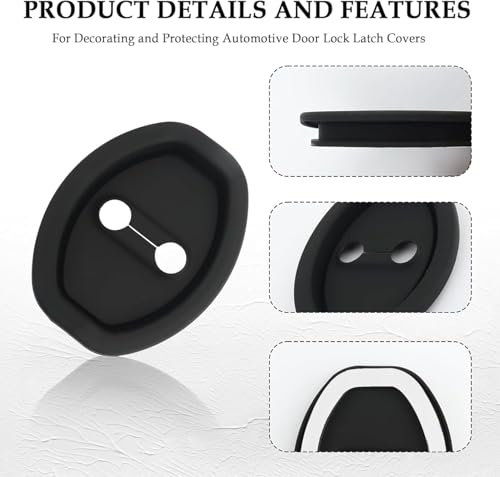 Image of Car Door Noise Reducer Buffer Pads, Silicone Latch Cover, Shock Absorption, Anti-Rust, Universal Door Lock Cover, Bumper and Sill Protector, 4 Pieces