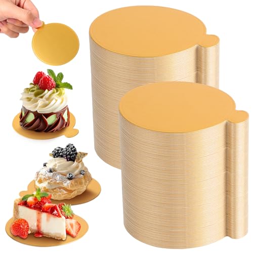 La Mejor Selección de Portatartas Top 5. 46 200pcs Mini Mesas para Tartas,Bases de Cartón Dorado Premium 3.1',Base Mousse Cupcake para Pastel de Postre,Tableros para Tartas para Mousse, Cupcake, Pan