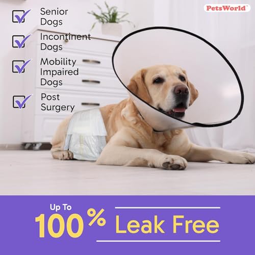 Image of PetsWorld Dog Diapers Male Small 200 Count Disposable Male Dog Wraps - Super Absorbent Belly Bands with Wetness Indicator, Fur-Friendly Adjustable Fit for Incontinence & Training (Waist 10.6-16 in)