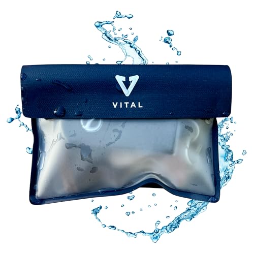 VITAL Waterproof Wallet Key Holder Pouch for Swimming & Surfing - Water & Rain Proof Car Key Fob Case - Small Dry Bag with Adjustable Wrist Ankle Strap