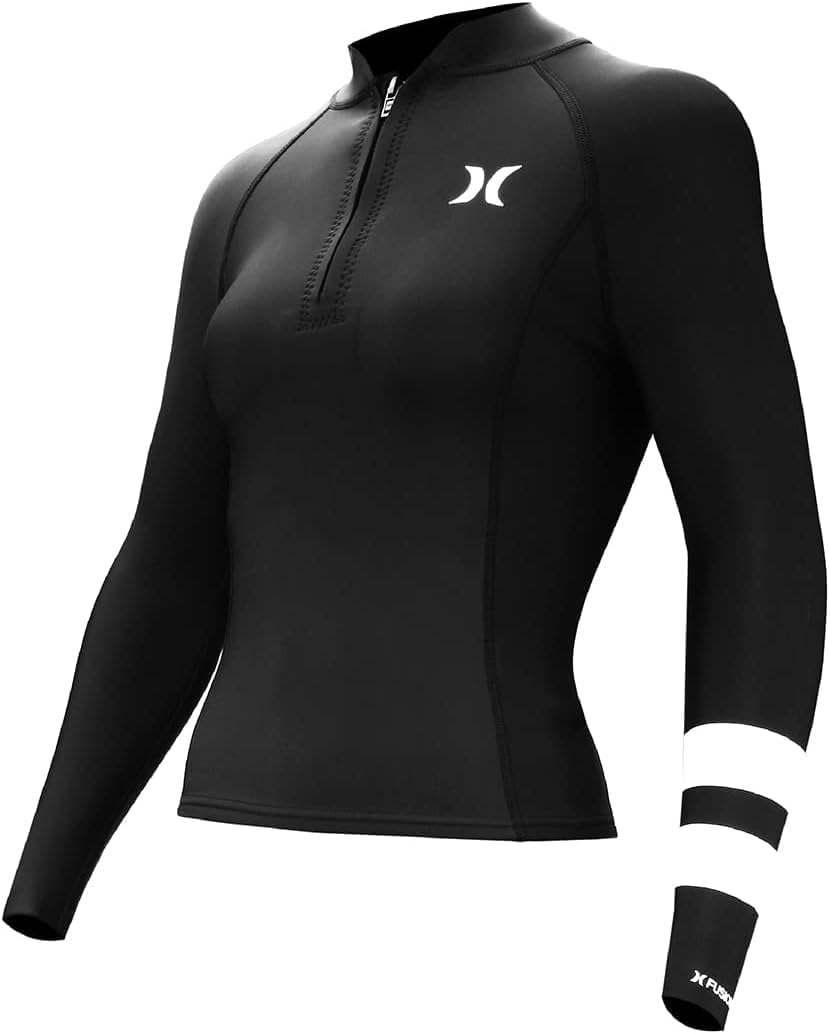 Hurley Womens Wetsuit Jacket - Fusion 101 1MM Long Sleeve Wetsuit Top with Quarter Zip - UPF 50+ Stretch Neoprene Wet Suit