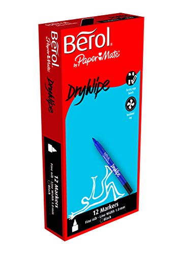 Berol Dry Wipe Whiteboard Pen Fine Nib 1 mm - Black, Box of 12
