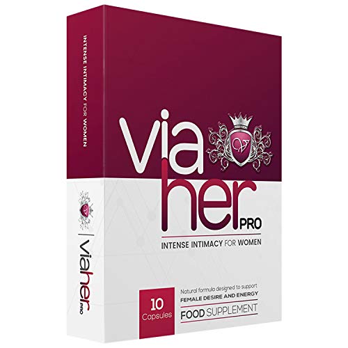 Suplemento Potenciador Femenino ViaHer Pro - Fórmula Natural Para Incrementar Rendimiento y el Deseo en las Mujeres, Estimulante Femenino Con Ginkgo Biloba, l Arginina, Zinc y Vitaminas 10 Cápsulas