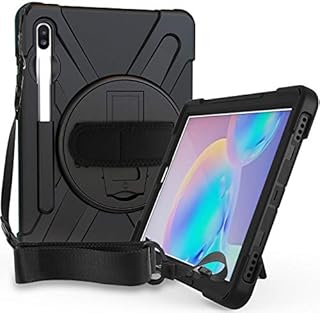 ProCase Galaxy Tab S6 10.5 Case 2019 (T860 / T865 / T866 / T867) with Hand Strap, Rugged Heavy Duty Shockproof Rotating Kickstand Protective Cover Case for Galaxy Tab S6 10.5-Inch Tablet Black