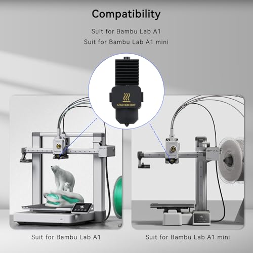 Image of 3D Printer Hotend for Bambu Lab A1 Mini A2L 0.6mm a1 Extrusion Head, Removable Hardened Steel 0.6mm Nozzle with High Temperature Resistant Silicone Sleeve
