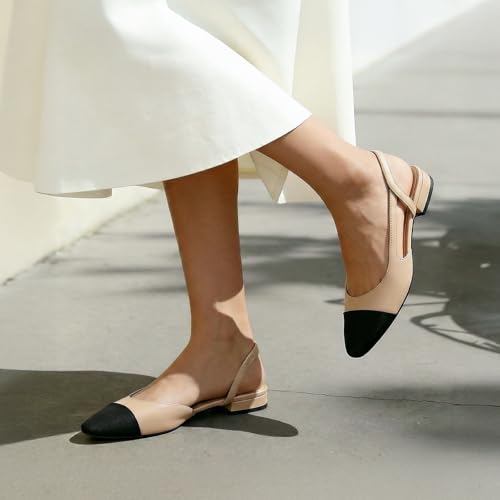 Image of Athlefit Slingback Flats for Women Square Toe Ballet Flats Work Dress Shoes