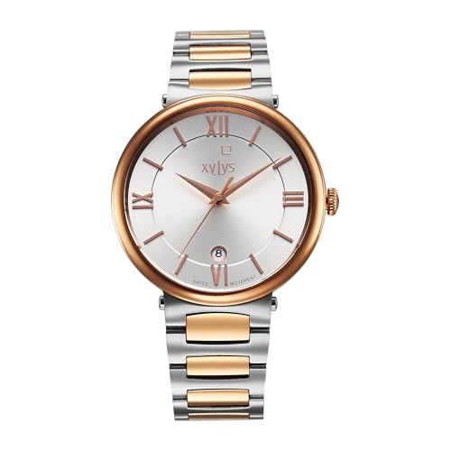 Image of Xylys Quartz Analog with Date Silver Dial Two Toned Stainless Steel Strap Watch for Men - 40067KM01E