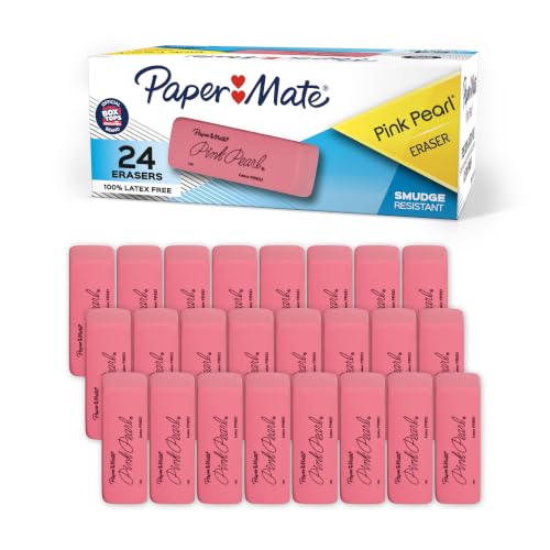 Image of Paper Mate Pink Pearl Erasers, Medium, 24 Count - Back to School, Classroom, Teacher Supplies