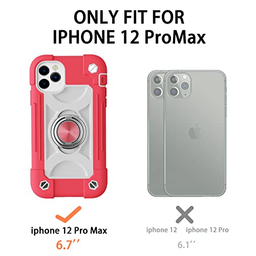 Image of MARKILL Compatible with iPhone Case with Ring Stand, Military Grade Drop Protection Full Body Rugged Heavy Duty Protective Durable Cover iPhone. (Hot Pink, iPhone 12 Pro Max 6.7 inch)