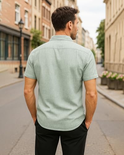 Men's Polyester Short Sleeve Shirt, Lightweight Summer Top for Beach, or Casual Wear (M, L, XL)4