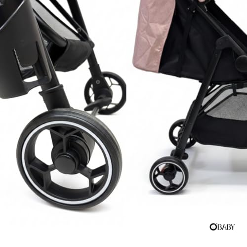Image of OBABY Stroller with Reclining Seat, Adjustable Canopy, Safety Harness, Smooth Wheels, Compact Folding Design (Handle-Blue)