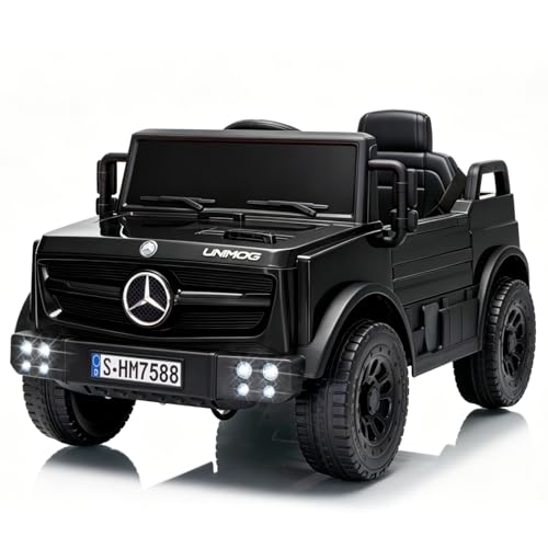 TCARAIWEN Voiture Électrique Enfant Mercedes-Benz Unimog sous Licence, Voiture Enfant 12V pour 3-6 Ans, Véhicule avec Télécommande, Ceinture 3 Points,...