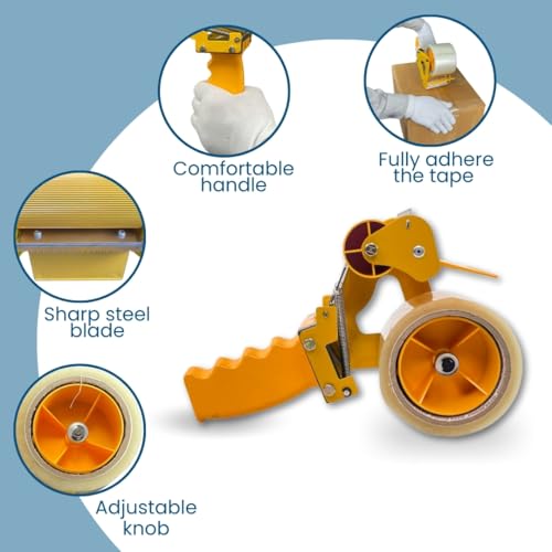 Image of SMART PACK Hand Tape Dispenser for Cartoon Box Packing with Cutting | Manual Hand Operated Plastic Dispenser | Manual Tape Dispenser with Stainless Steel Blade | 1 Dispenser of 3 INCH