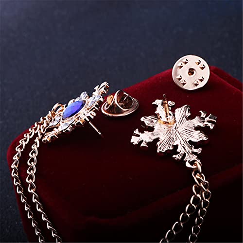 Image of 2PCS Long Chain Brooch Crystal Tassel Brooch Pin Gem Brooch Fashion Scarf Tie Pins for Women Men Wedding