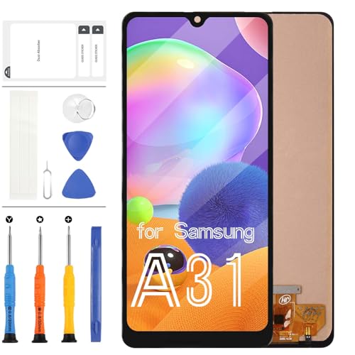 Kit di Montaggio per Schermo da 6.4 Pollici per Samsung Galaxy A31 A315 SM-A315F IPS Display LCD Touch Panel Digitizer con Strumenti gratuiti Nero Senza Cornice