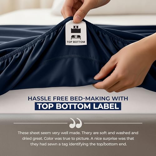 Image of Utopia Bedding Extra Deep Pocket Queen Fitted Sheet, Fits up to 21 Inch Mattress - Hotel Luxury, Soft, Breathable and Comfy - Shrinkage and Fade Resistant - Easy Care (Navy)