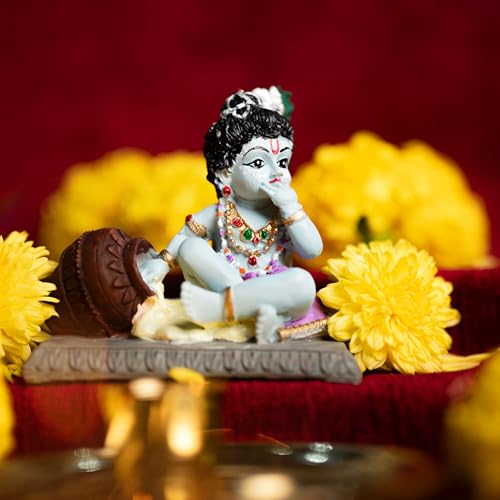 Estatua decorativa de Krishna Kanha 3 pulgadas miniatura 2