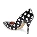 YDN Women's Chic Pointed Toe Polka Dots Pumps Slip on Stilettos Mid Heel Shoes for Party Formal Wear Black Polka Dots 8