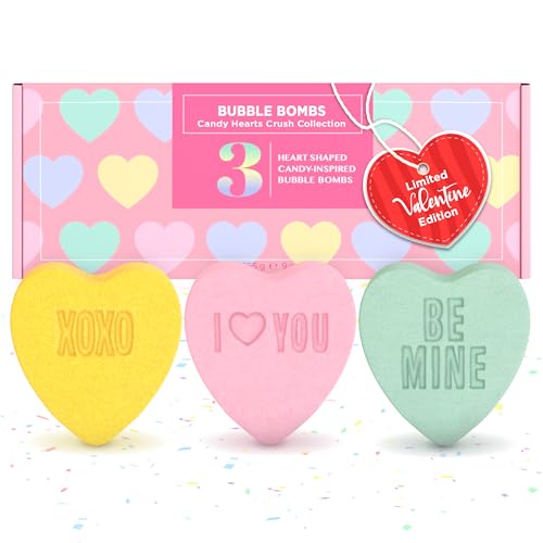 Valentines Bath Bombs for Women, Girls, & Teens (3 Pack) - Heart Bath Bombs for Relaxing Bubble Bath...