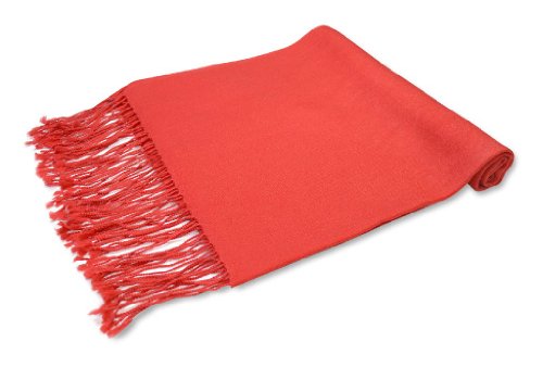100% Wool Pashmina Solid Scarf CORAL PINK Color Womens Shawl Wrap Scarve