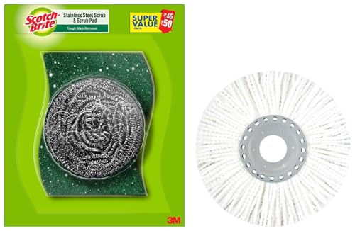 Image of Scotch-Brite 2-in-1 Bucket Spin Mop Refill (Microfiber, White)