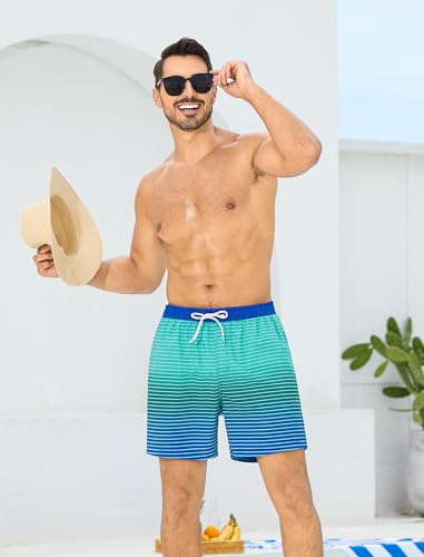 SILKWORLD Mens Swim Trunks with Compression Liner 6 Inch Inseam Quick Dry Beach Shorts Bathing Suit with Zipper Pockets3