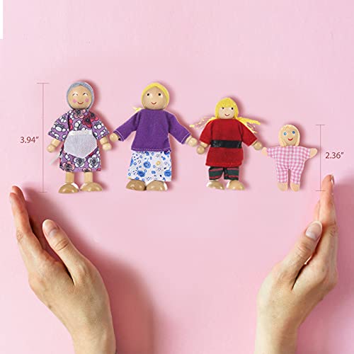 Muñecos de madera Jzszera familia 8 piezas miniatura 2