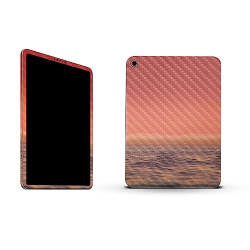 Image of MightySkins Carbon Fiber Skin Compatible with Apple iPad 10.9 inch 10th Gen (2022) Full Wrap Kit - Red Horizon | Protective, Durable Textured Carbon Fiber Finish | Easy to Apply | Made in The USA