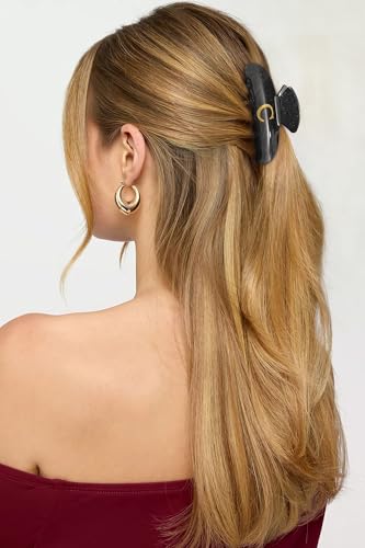 Image of LILIE&WHITE Acrylic Letter Hair Clips For Women Stylish C Monogram Hair Claw Alphabet Hair Clip Fashion Glitter Claw Clips Elegant And Durable Hair Accessory Large Hair Clips Black C