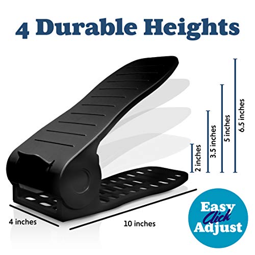 Livin' Well Stack-A-Shoe Shoe Racks For Closets - 10 Inch Long Adjustable Stackable Shoe Organizer For Closet 10Pk, Black #TOP1