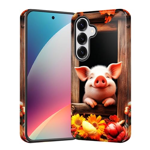 CICPLKSE for Samsung Galaxy A27 5G Case, Shockproof Dual Layer Soft TPU + Hard PC Protective Cover, Raised Camera & Screen, Glossy Slim Grip for Women Girls,Cute Pig Flower