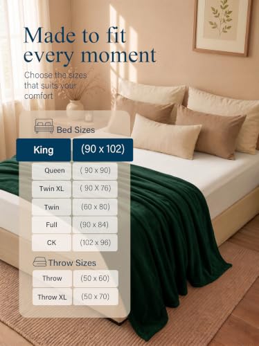 Image of Utopia Bedding Soft Fleece Bed Blanket King Size Forest Green (90x102 Inch)