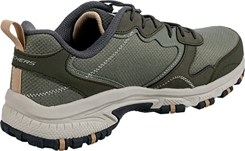 Skechers Skechers Men's Hillcrest Rocky DriftSneaker, Olive Leather Mesh Synthetic Taupe Trim, 12 US