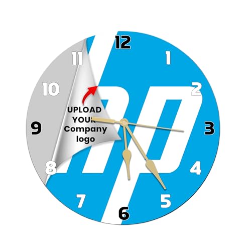 Image of SAVRI Personalized Corporate Photo Wall Clock 9x9 Inch - Customized Company Logo Printed Acrylic Clock | Premium Business Branding, Office Decor, Corporate Awards,Employee Recognition & Client Gifting