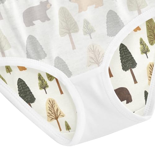 ZZKKO Forest Tree Brown Bear Girls Underwear Toddler Panties for Girls Comfort Brief Size 2T-8Y4