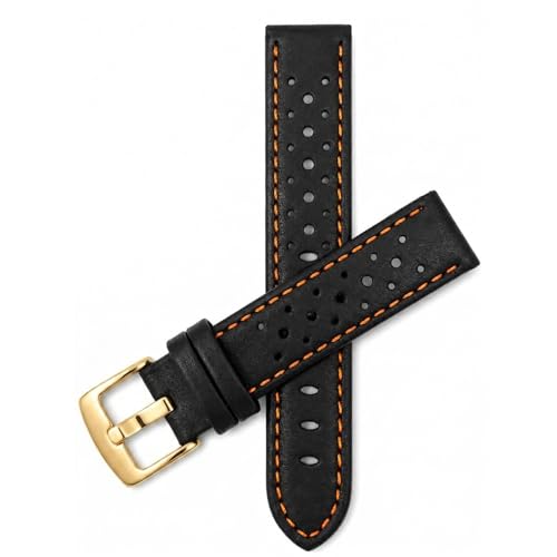 Image of Bandini Mens Leather Watch Band Strap, Vented, Racer, GT Rally, Stainless Steel Buckle, 10 Colors - 18mm, 20mm, 22mm, 24mm (Many sizes also come in Extra Long XL)