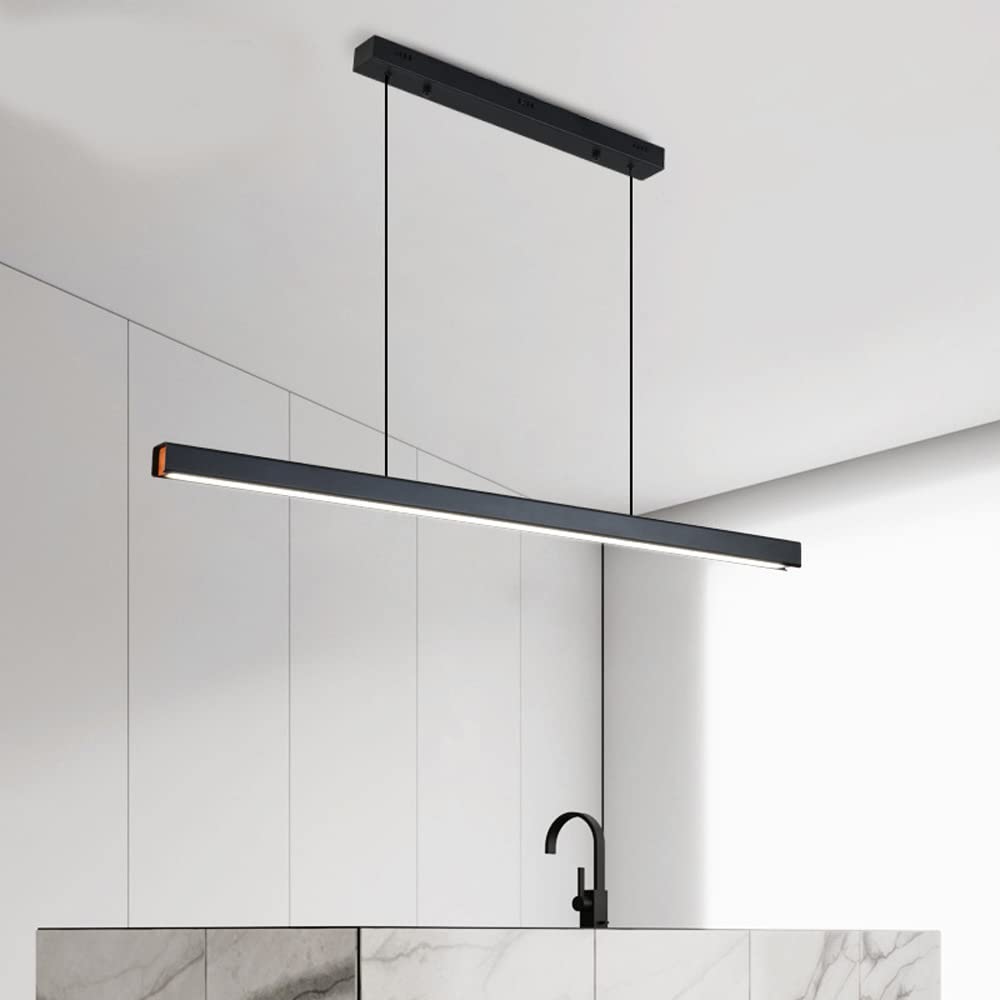 Lampe suspendue à LED 48W en bois avec lustre linéaire à intensité variable