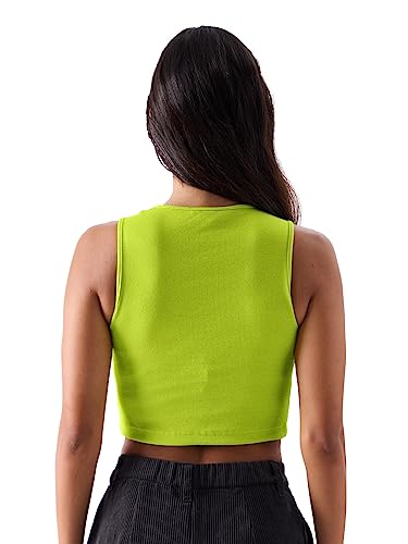 Image of The Souled Store Women and Girls Solid Sleeveless Round Neck Tank Top
