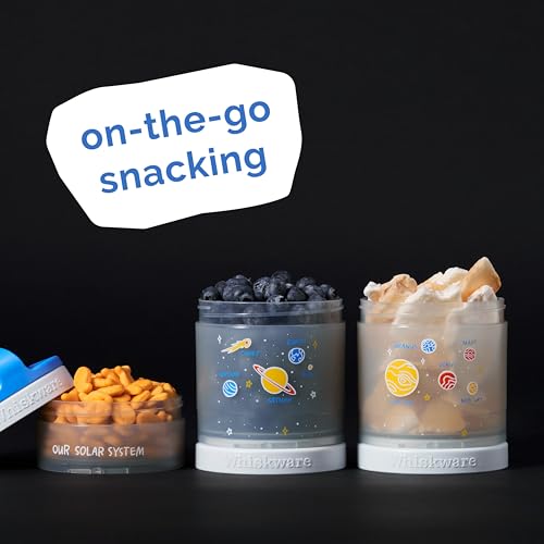 Image of Whiskware Stackable Snack Containers for Kids and Toddlers, 3 Stackable Snack Cups for School and Travel, Our Solar System(Pack of 1)