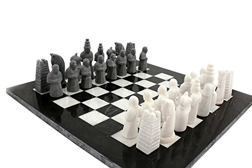 RADICALn 15 Inches Large Handmade Original Marble Black and White Full Chess Game Set - Tournament Chess Sets - Two Players Staunton Table Chess Board Game Set for Adults