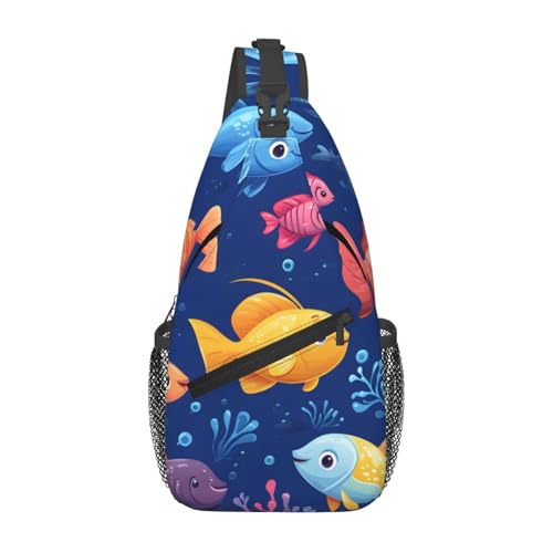 Mochila tipo bandolera con diseño de peces marina