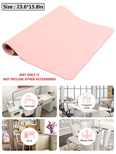 (Mat Only) Pink Nail Art Table Mat, Foldable Nail Art Hand Rest Pad For Nail Arm Rest Cushion, Soft Microfiber Leather Nail Mat, Manicure Pad Nail Table Pad Desk Mat For Nail Technician Salon Home #TOP5