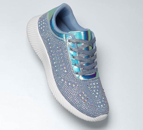 Image of BELOS Women's Glitter Shoes Sparkly Lightweight Metallic Sequins Tennis Shoes Casual Retro Braided Walking Shoes