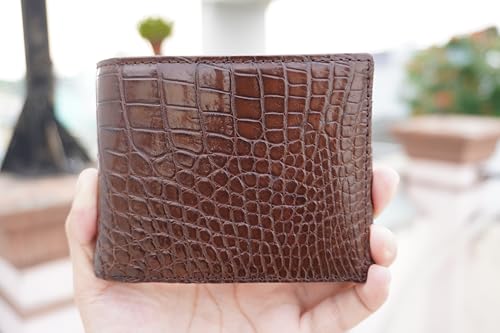 Genuine Crocodile Alligator Leather Skin Men's Bifold Wallet (Brown-Belly)2