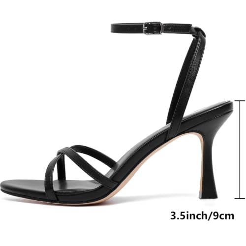 Image of Mostrin Strappy Heels for Women Ankle Strap Heels Women's Heeled Sandals for Party Prom Wedding