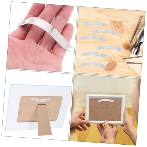 Image of KICHOUSE 100pcs Picture Frame Hardware Metal Spring Clips Backing Clips for Easy Hanging Home Office Securely Fixes Photos and Artwork