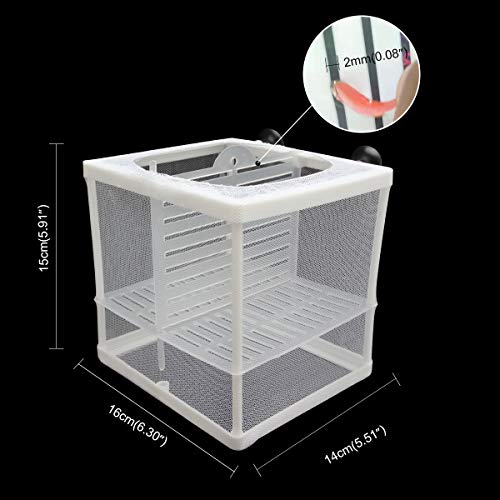 Senzeal Aquarium Fish Breeder Box Fish Fry Hatchery Incubator Net Nylon Isolation Mesh with 3pcs Pipette(Small) - Image 3