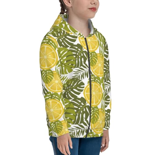 Citrus and Leaves Kids Pullover Hoodies Boys Zip Up Sweatshirts Girls Athletic Clothes with Pocket4