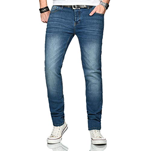 Maurelio Modriano Herren Jeans Hose Basic Stretch Jeanshose Regular Slim [MM-004-W34-L32] Cover