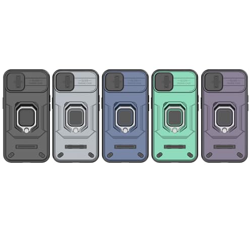 Image of Polycarbonate Camshield Pro Case With Slide Camera Protection And 360 Protection Ring Stand Bumper Back Case Cover For iPhone 14 (Black)